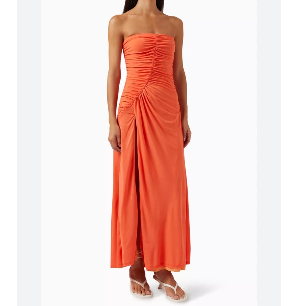 Simon Miller Swizzle Ruched Strapless Maxi Dress